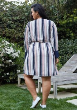 Nurode Plus Size Printed Wrap Dress With Cuff Binding -Mini Dress Store 2003563 201 3