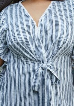 Nurode Plus Size Lace Trim Tie Front Maxi Dress -Mini Dress Store 2003572 302 4