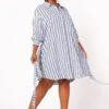 Nurode Plus Size Lace Trim Wrapped Shirt Dress -Mini Dress Store 2003573 302 2