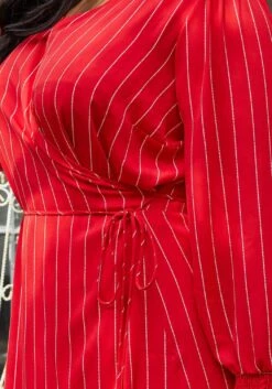 Nurode Plus Size Stripe Wrap Dress -Mini Dress Store 2003576 110 4