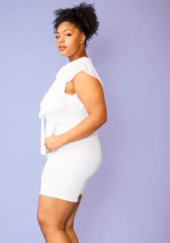 Plus Size Ruffle Front Tie Neck Romper -Mini Dress Store 2005087 002 2