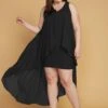 Plus Size Hi-Lo Chiffon Sleeveless Dress