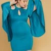 Plus Size Shoulder Cutout Batwing Sleeve Dress