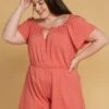 Asoph Plus Size Elastic Waist Off Shoulder Romper