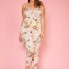Asoph Plus Size Floral Plaid Cropped Cami Jumpsuit