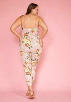 Asoph Plus Size Floral Plaid Cropped Cami Jumpsuit -Mini Dress Store 2005456 186 2