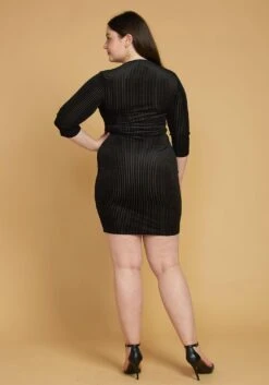 Asoph Plus Size Ribbed Velvet Twist Front Dress -Mini Dress Store 2005468 001 4
