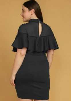 Asoph Plus Size Mesh Mock Neck Ruffle Mini Dress -Mini Dress Store 2005521 001 2