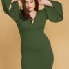 Asoph Plus Size V-Neck Flared Sleeve Dress -Mini Dress Store 2005525 125 3