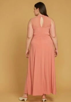 Plus Size Sleeveless Mesh Accent Romper With Cape Hem -Mini Dress Store 2005537 186 2