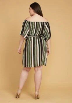 Asoph Plus Size Stripe Bell Sleeve Casual Dress -Mini Dress Store 2005565 125 3