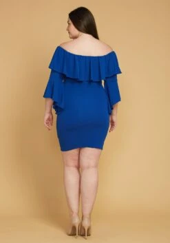 Plus Size Ruffle Off Shoulder Party Dress -Mini Dress Store 2005574 117 2