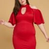 Plus Size Shoulder Cutout Mock Neck Dress -Mini Dress Store 2005594 110 1