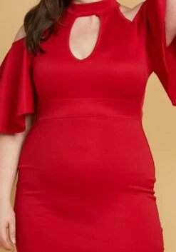 Plus Size Shoulder Cutout Mock Neck Dress -Mini Dress Store 2005594 110 2