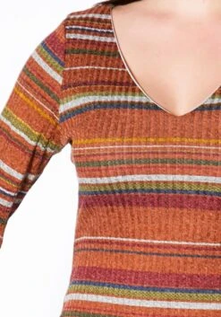 Asoph Plus Size Stripe Ribbed Midi Dress -Mini Dress Store 2006484 120 1