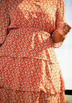 Pleione Plus Size Womens Red Floral Tier Layered Chiffon Dress -Mini Dress Store 2006704 110 4