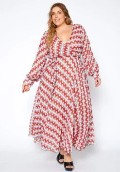 Asoph Plus Size Multi Print Wrap Maxi Dress -Mini Dress Store 2009051 002 0