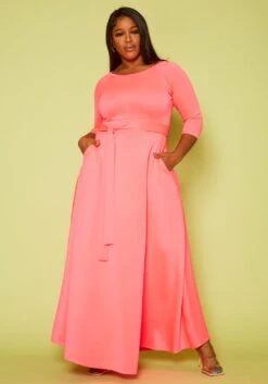 Asoph Plus Size Womens Classic Knot Front Maxi Dress -Mini Dress Store 2009066 004 3