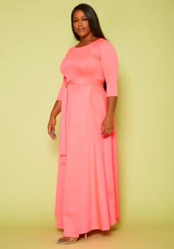 Asoph Plus Size Womens Classic Knot Front Maxi Dress -Mini Dress Store 2009066 004 4