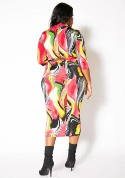 Asoph Plus Size Vibrant Marbled Womens Bodycon Midi Dress -Mini Dress Store 2011580 148 2