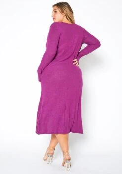 Plus Size Asymmetric Long Sleeve Midi Dress -Mini Dress Store 2011582 187 2