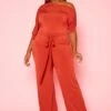 Asoph Plus Size Cold Shoulder Straight Leg Jumpsuit -Mini Dress Store 2013795 004 1