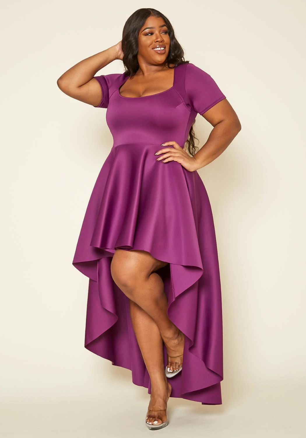 Asoph Plus Size Flattering Orange High Low Maxi Dress 3 Asoph Plus Size Flattering Orange High Low Maxi Dress