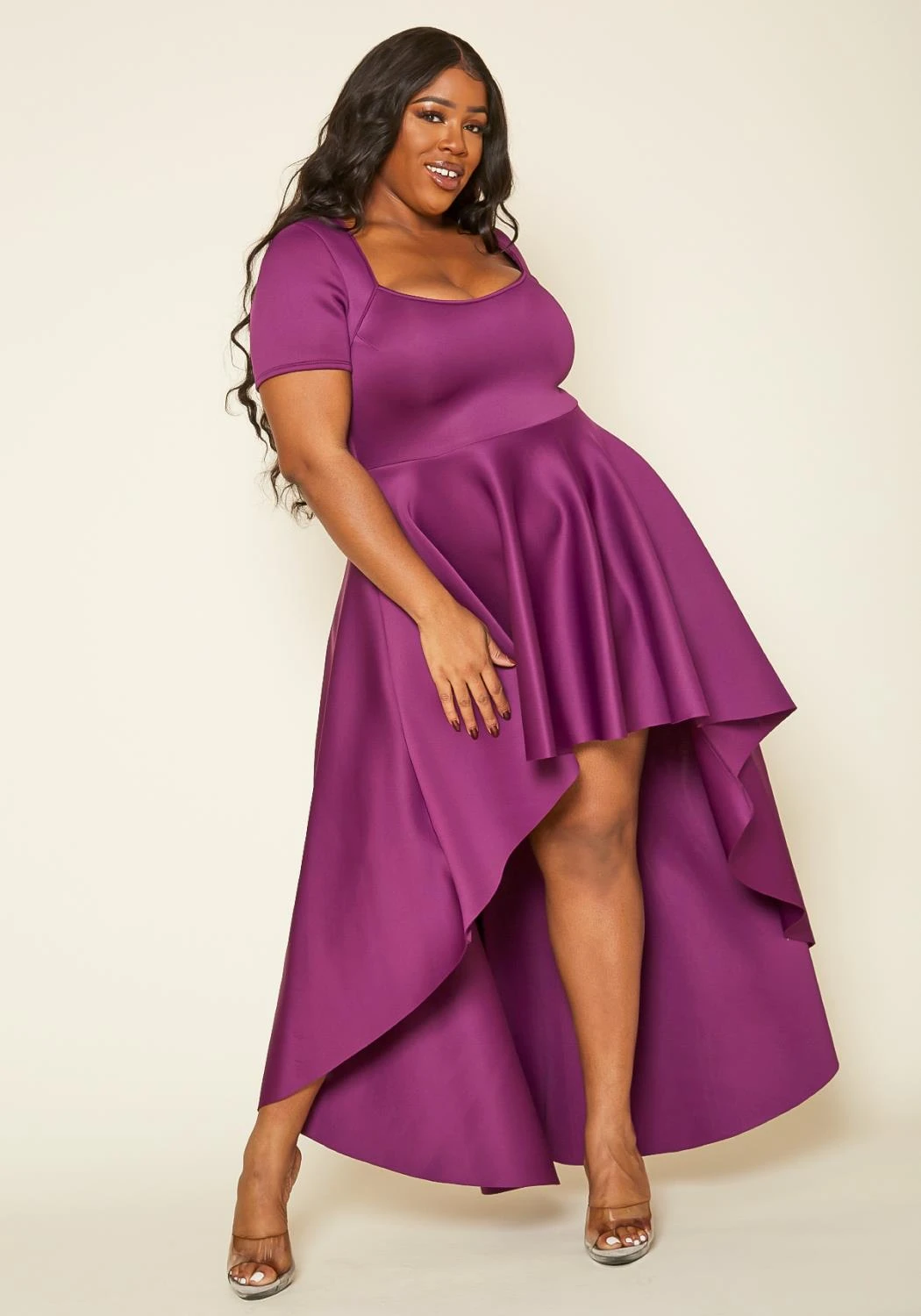 Asoph Plus Size Flattering Orange High Low Maxi Dress 4 Asoph Plus Size Flattering Orange High Low Maxi Dress - Image 2