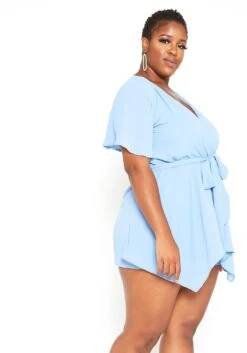 Asoph Plus Size Asymmetric Overlay Periwinkle Romper -Mini Dress Store 2014764 003 2