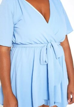 Asoph Plus Size Asymmetric Overlay Periwinkle Romper -Mini Dress Store 2014764 003 4