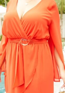 Asoph Plus Size Flowy Red Long Sleeve Mini Dress -Mini Dress Store 2014941 121 1