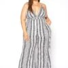Asoph Plus Size Multi Striped Flare Leg Cami Jumpsuit -Mini Dress Store 2015074 001 0