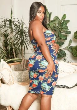 Asoph Plus Size Antique Floral Print Bodycon Tube Dress -Mini Dress Store 2015222 117 4