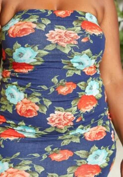 Asoph Plus Size Antique Floral Print Bodycon Tube Dress -Mini Dress Store 2015222 117 5