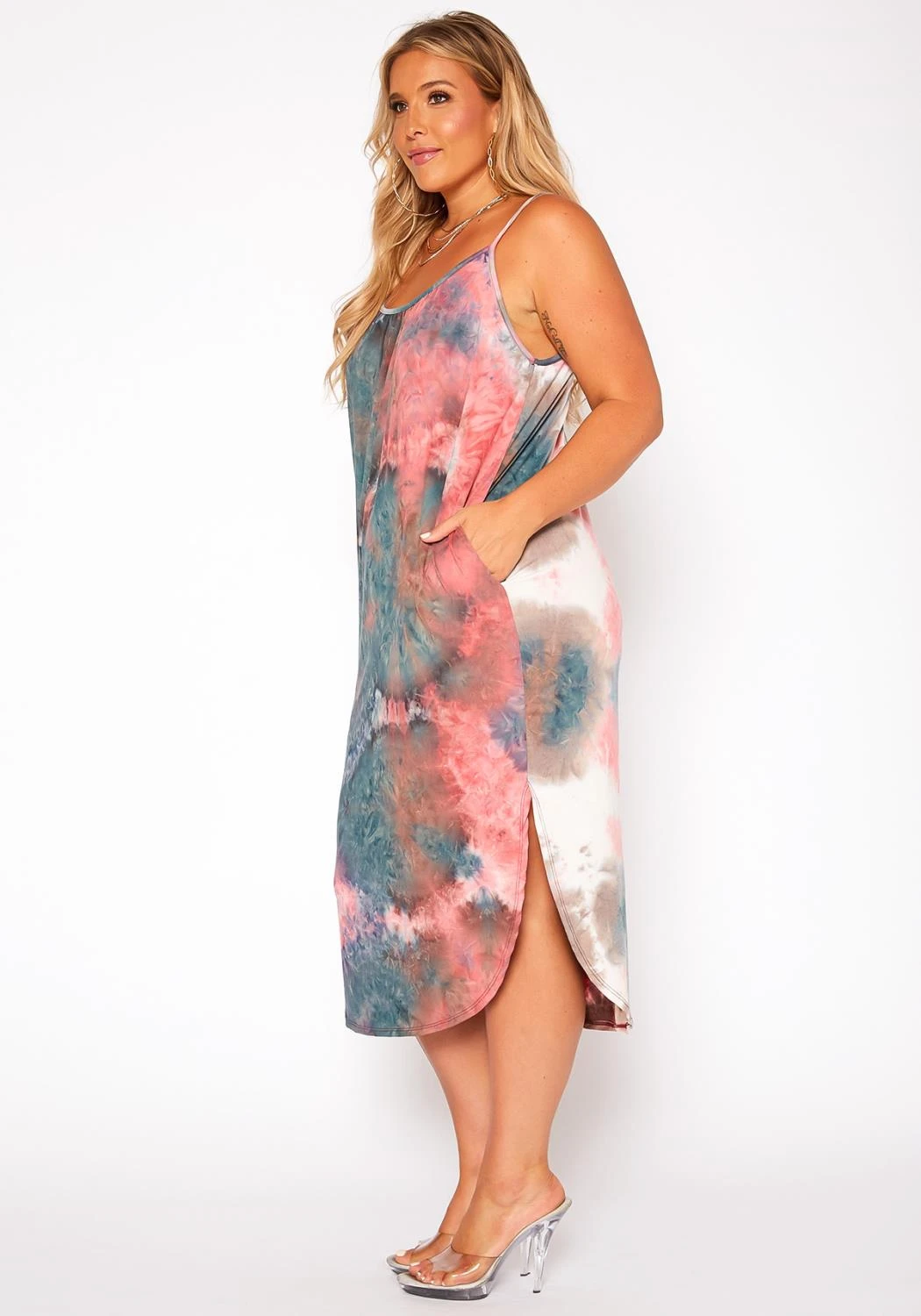 Asoph Plus Size Tie Dye Cami Midi Dress 5 Asoph Plus Size Tie Dye Cami Midi Dress - Image 3