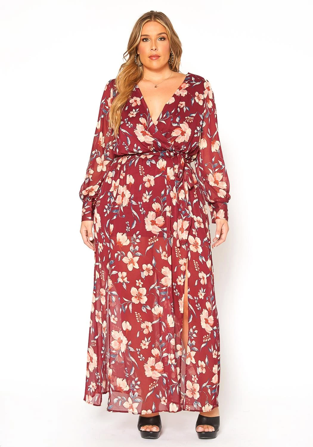 Asoph Plus Size Floral Print Chiffon Maxi Dress 8 Asoph Plus Size Floral Print Chiffon Maxi Dress - Image 6