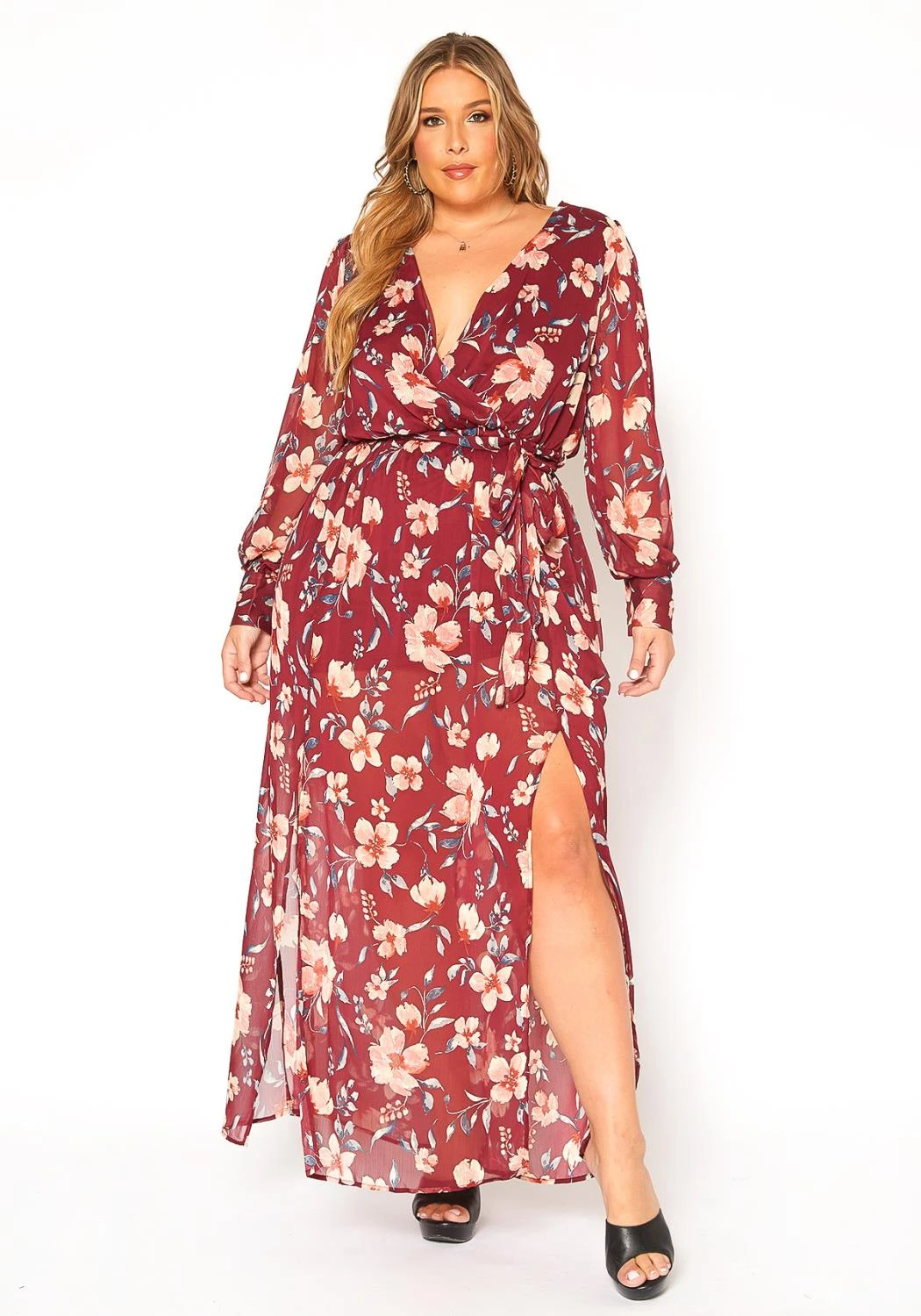 Asoph Plus Size Floral Print Chiffon Maxi Dress 5 Asoph Plus Size Floral Print Chiffon Maxi Dress - Image 3