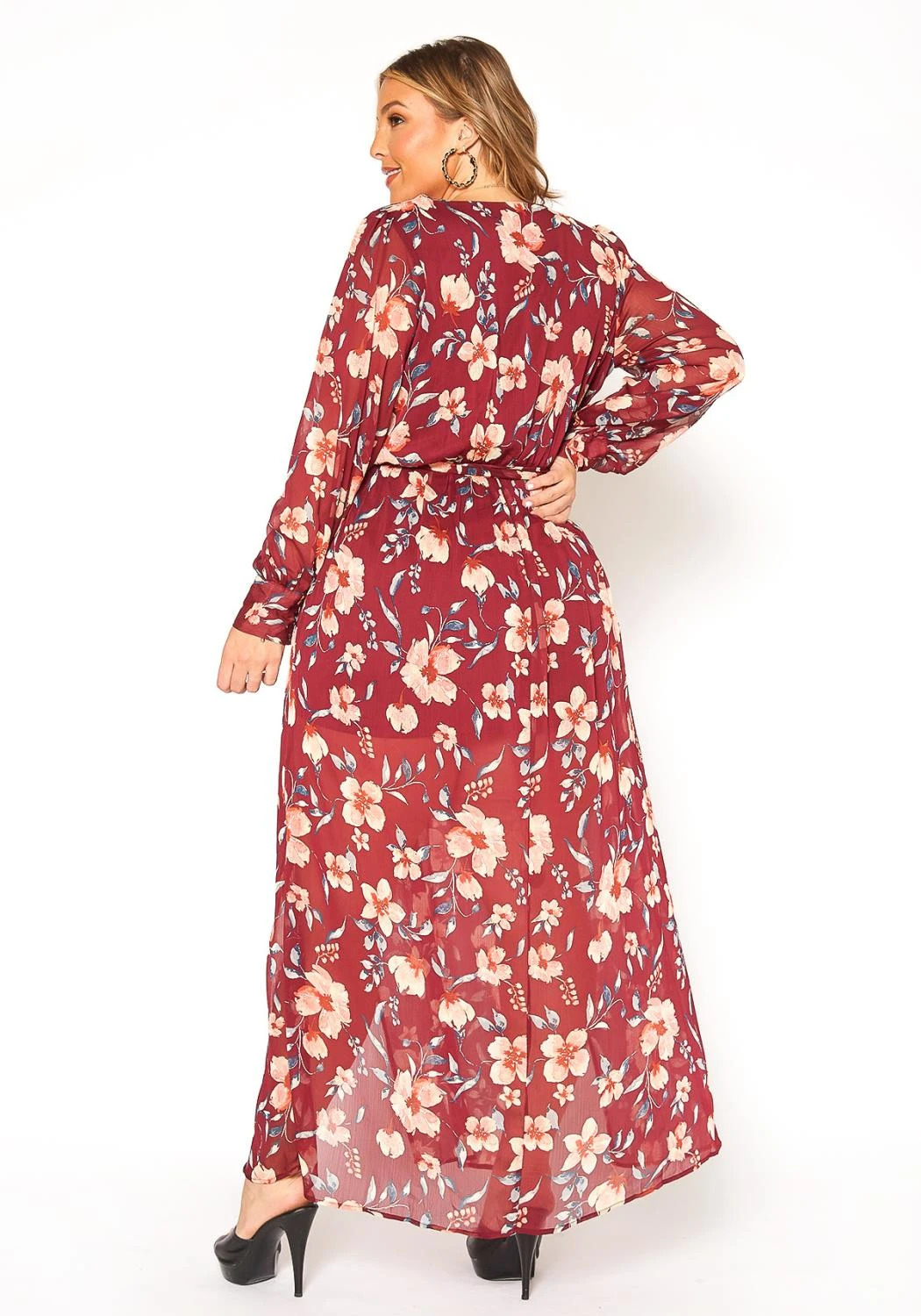 Asoph Plus Size Floral Print Chiffon Maxi Dress 6 Asoph Plus Size Floral Print Chiffon Maxi Dress - Image 4