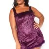 Asoph Plus Size Crushin Velvet Fuzzy Trim Mini Cami Dress -Mini Dress Store 2016603 145 0