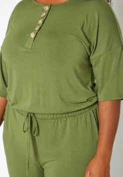 Asoph Plus Size Casual Button Hem Jumpsuit -Mini Dress Store 2017029 125 3