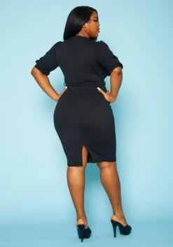 Plus Size V Neck Wrap Bodycon Mini Dress -Mini Dress Store 2017244 005 4