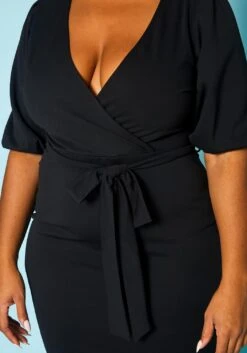 Plus Size V Neck Wrap Bodycon Mini Dress -Mini Dress Store 2017244 005 5