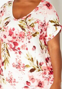Asoph Plus Size Spring Floral Print Tee Shirt Maxi Dress -Mini Dress Store 2017418 952 4