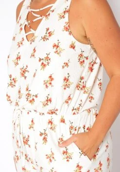 Asoph Plus Size Floral Print Sleeveless Romper -Mini Dress Store 2017663 952 4