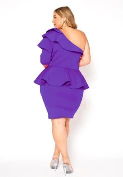 Asoph Plus Size One Shoulder Ruffle Tier Mini Dress -Mini Dress Store 2017671 002 3