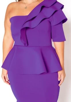 Asoph Plus Size One Shoulder Ruffle Tier Mini Dress -Mini Dress Store 2017671 002 4