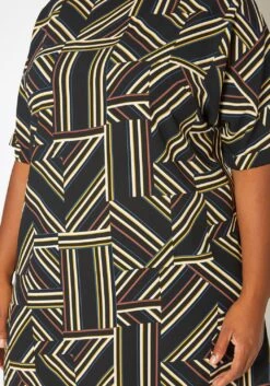 Asoph Plus Size Geometrical Striped Tee Shirt Mini Dress -Mini Dress Store 2017673 001 4
