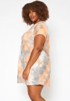 Asoph Plus Size Distressed Tie Dye Mini Dress -Mini Dress Store 2017773 109 1