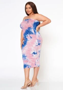 Plus Size Tie Dye Tube Midi Dress -Mini Dress Store 2017895 002 2