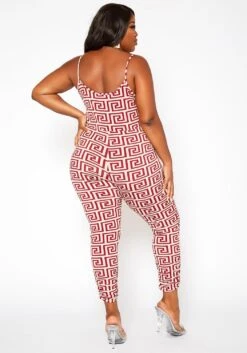 Asoph Plus Size Greek Key Print Cami Jumpsuit -Mini Dress Store 2017900 283 3